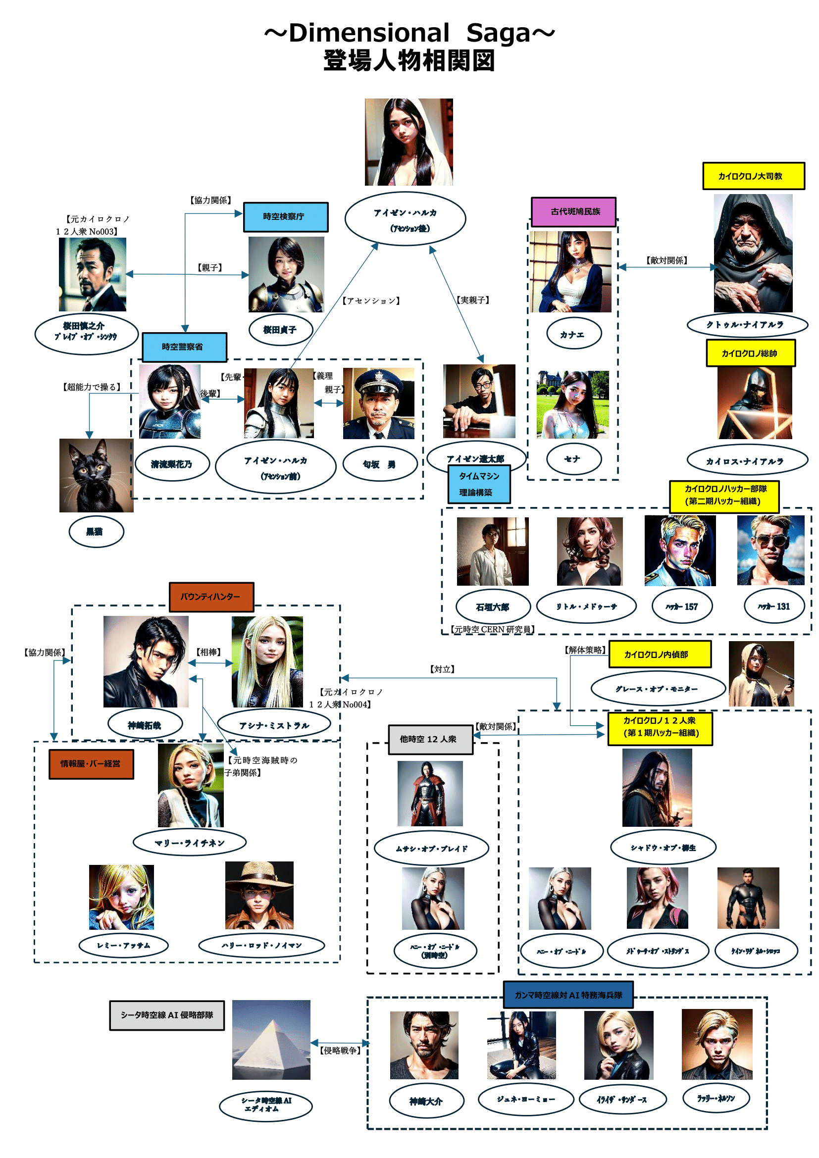 ボイスドラマ「ディメンション」シリーズの登場人物相関図